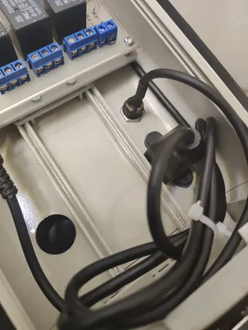 Internal enclosure cabling and relay connections in the vision prototype.