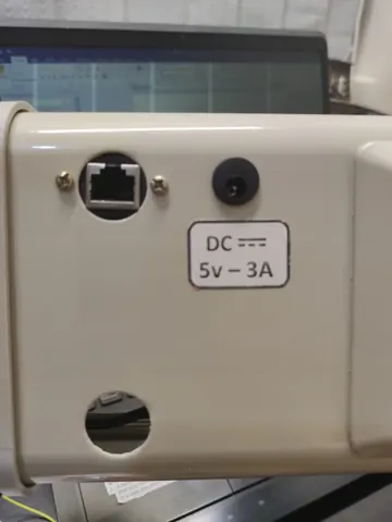 Prototype enclosure with network and 5 V power connection openings.