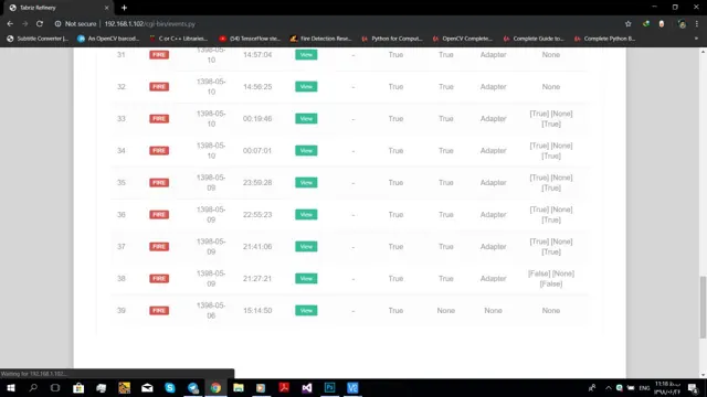 Fire-detection device web control panel — screen 13.